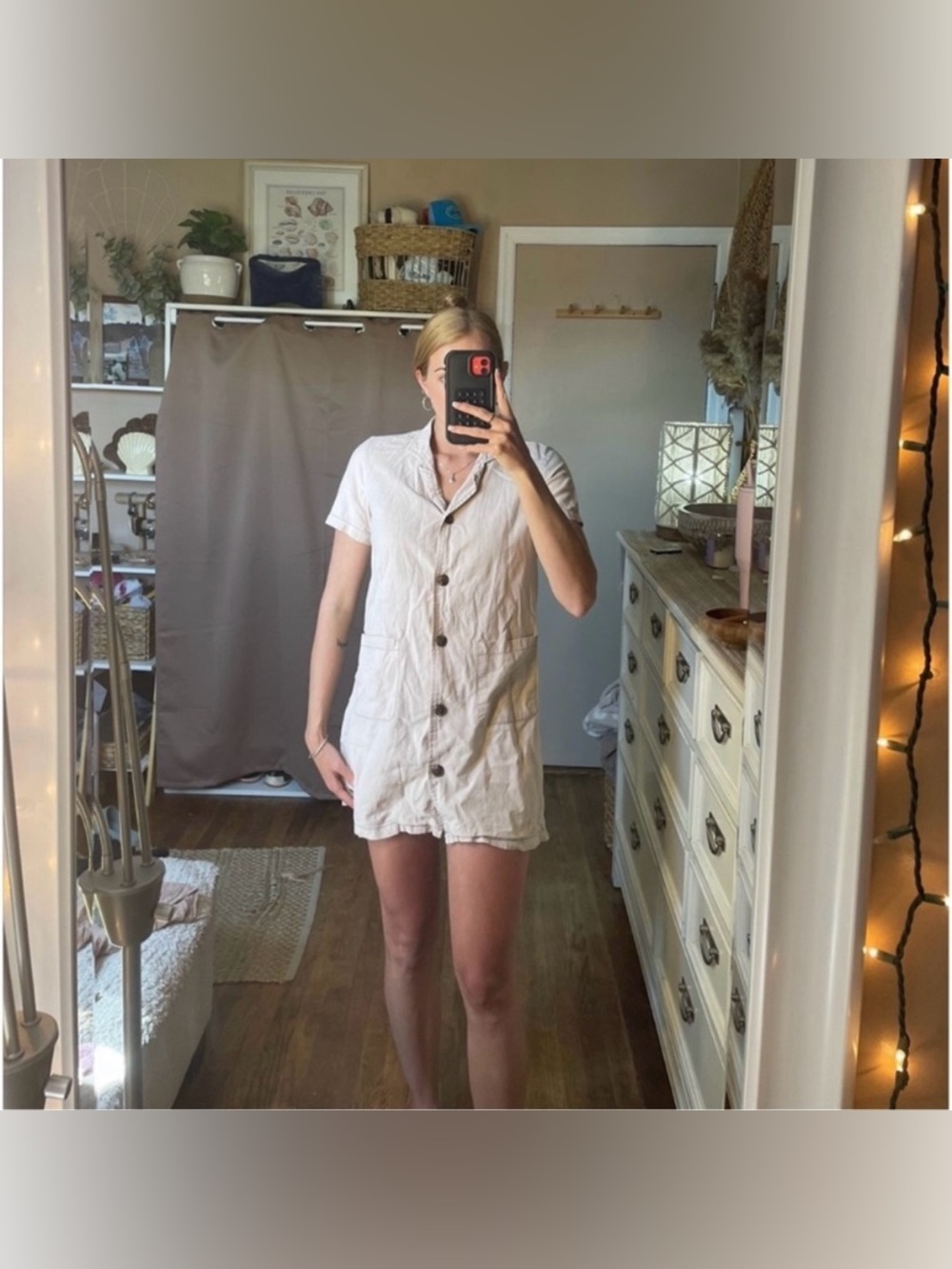 Stylish a-line button up mini dress size small - Picture 2 of 14